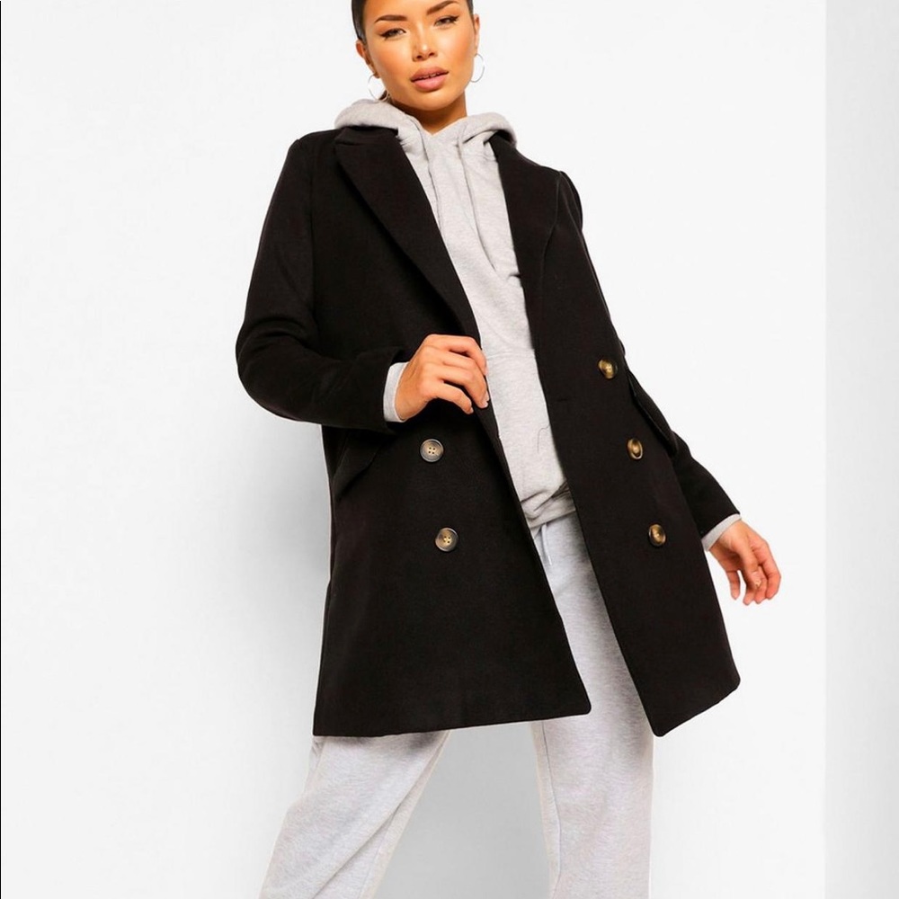 Black double breasted long coat